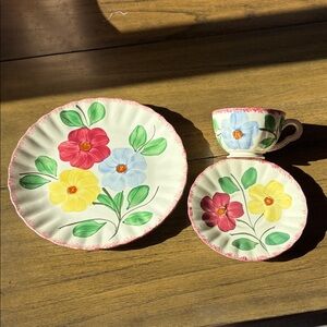 Blue Ridge Southern Pottery Alleghany Plate Cup & Saucer Tiny Chips Cottagecore